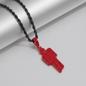 Billie Eilish Necklace - Blohsh (Red) black rope - Y2K